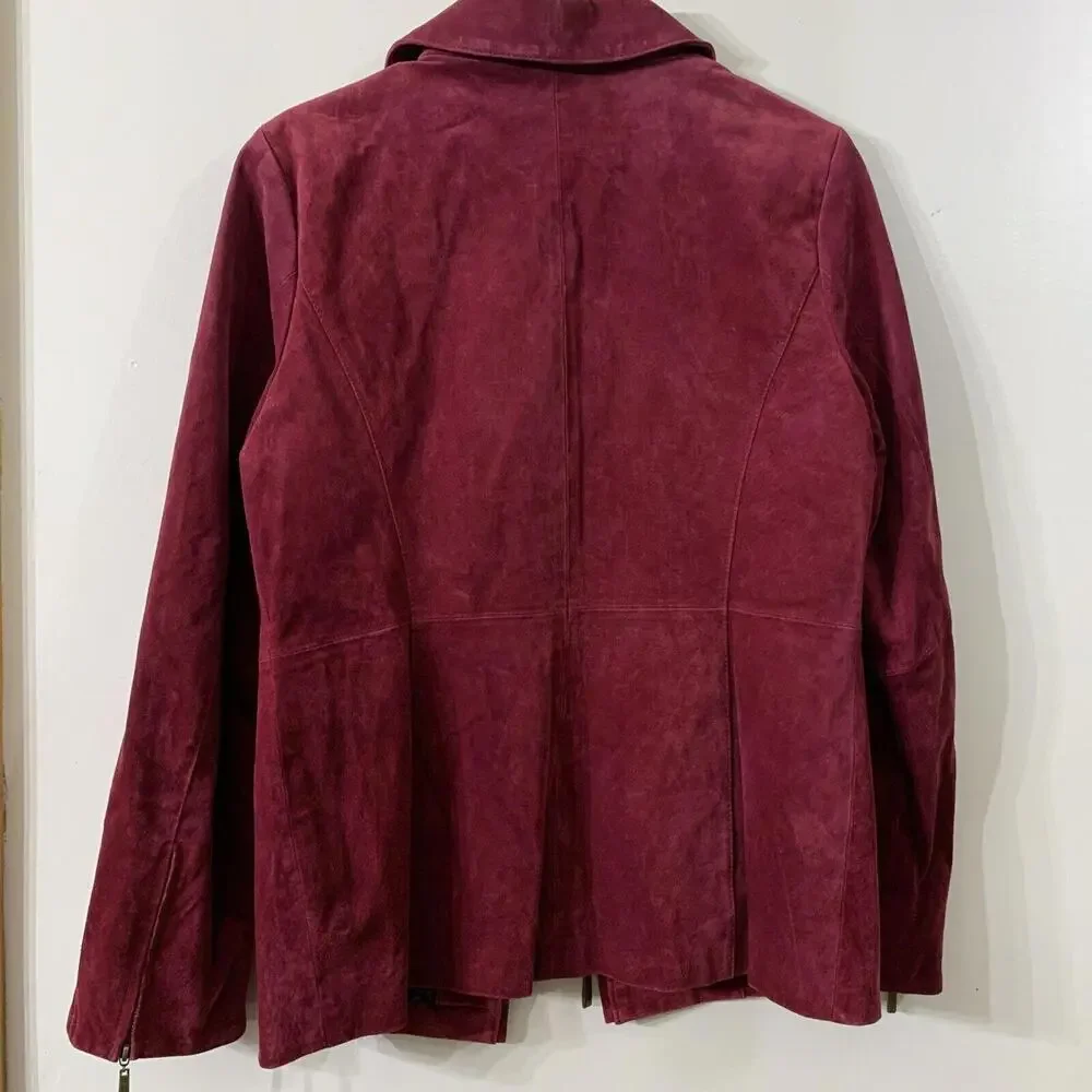 Dennis Basso Womens Sz S Red Suede Genuine Leather Jacket Classy Western Luxury‌ - Picture 9 of 10